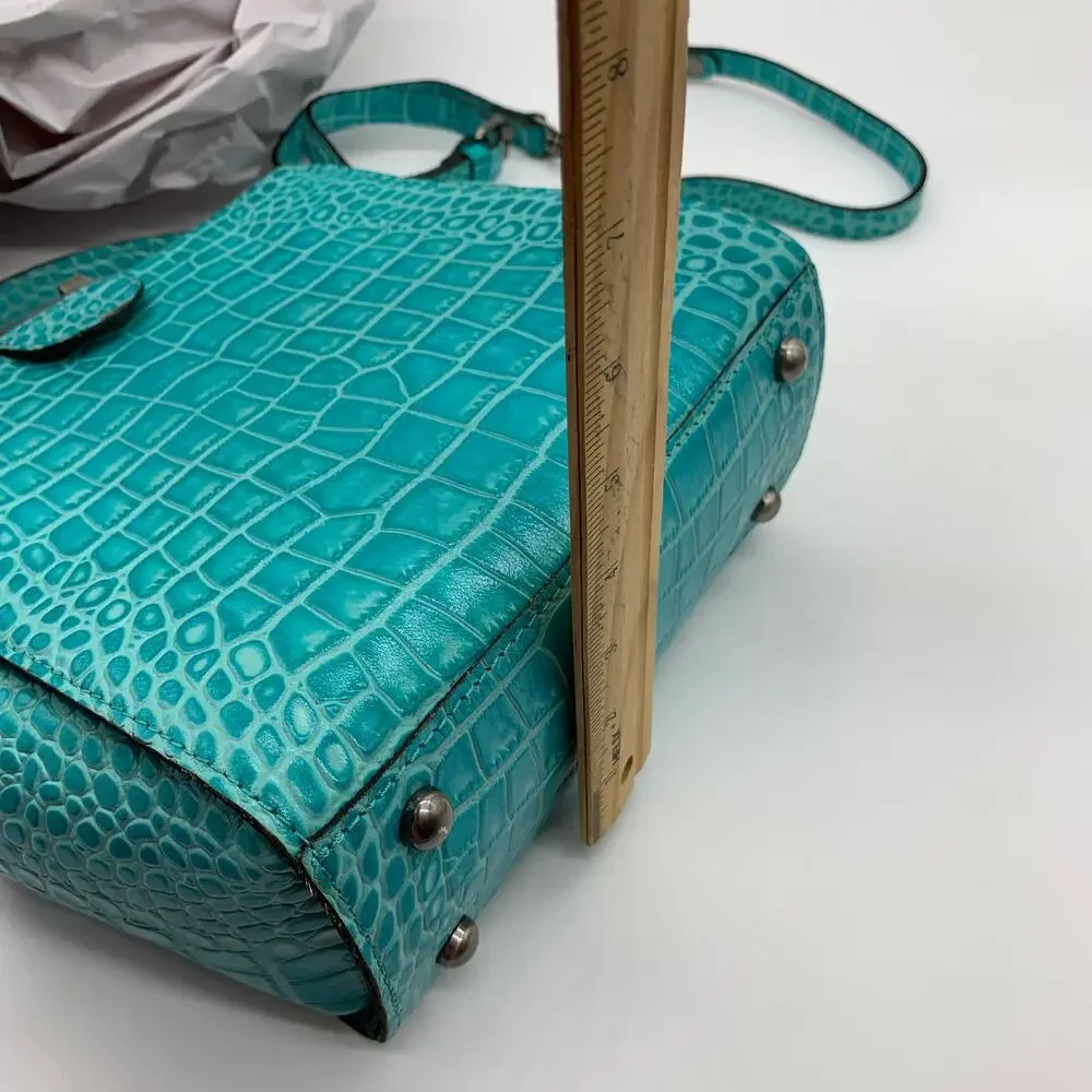 Patricia Nash Leather Purse Croc Embossed Blue Aqua Handbags